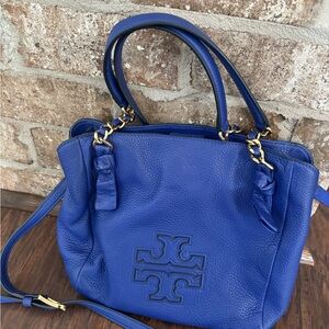 Tory Burch Royal Blue Shoulder Bag with Gold Chains